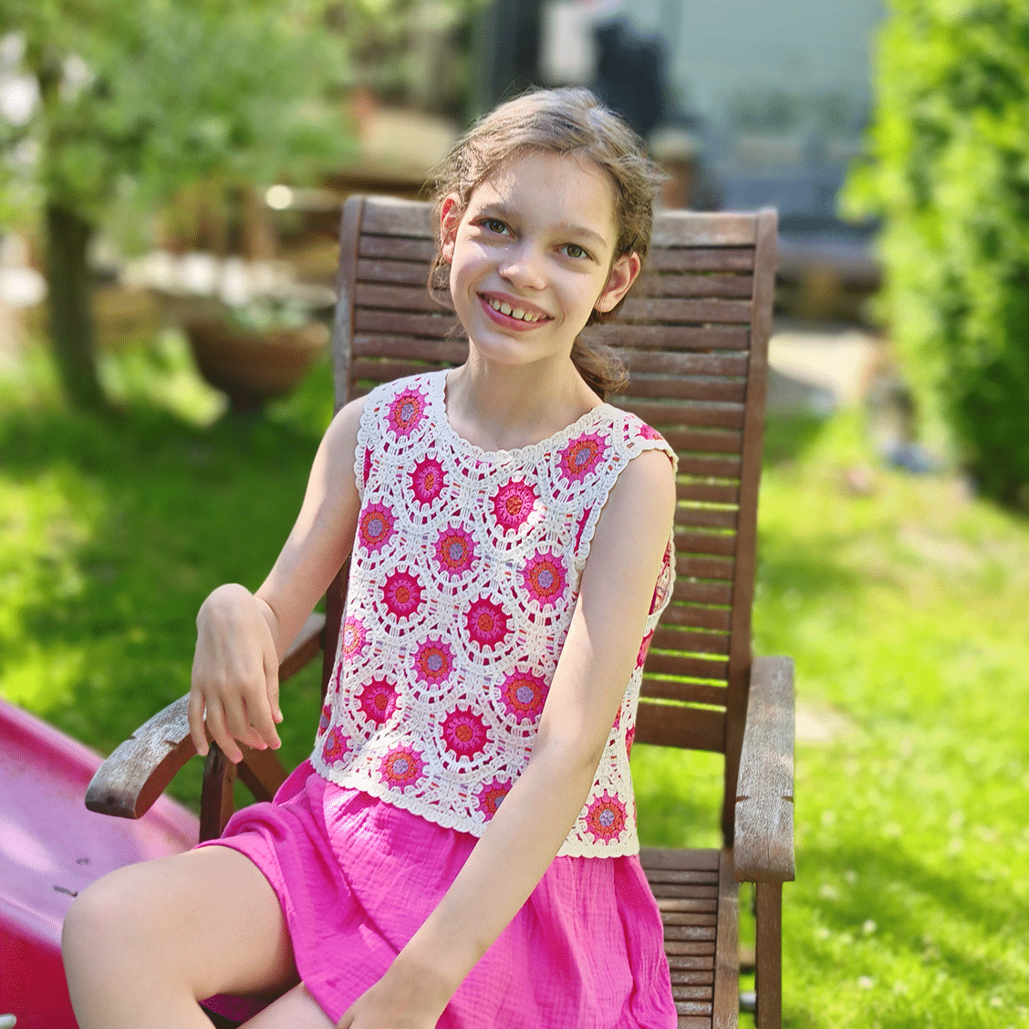 A girl sitting on the chair